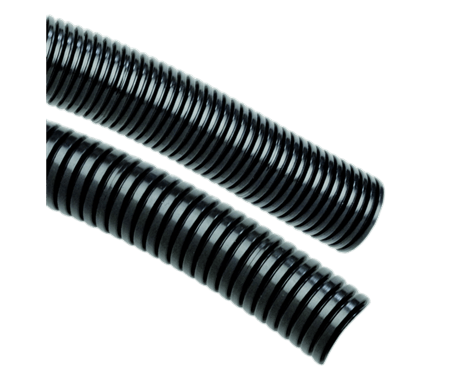 Flexible corrugated polyamide conduits PA 6F 6,5x10 protected by stainless steel braided sleeving AD10